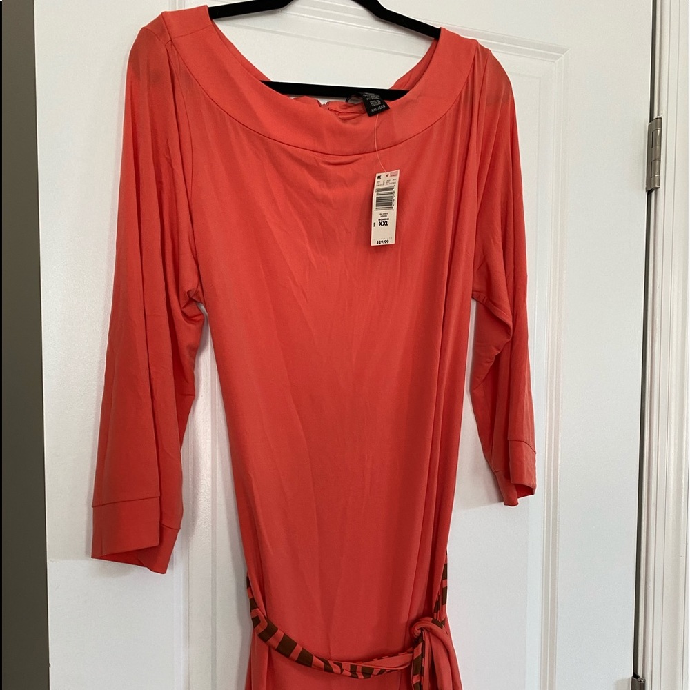 NWT Attention Dress Orange and brown with belt